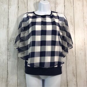 Anthropologie Postmark Elsie Gingham Poncho/Cape Top Small